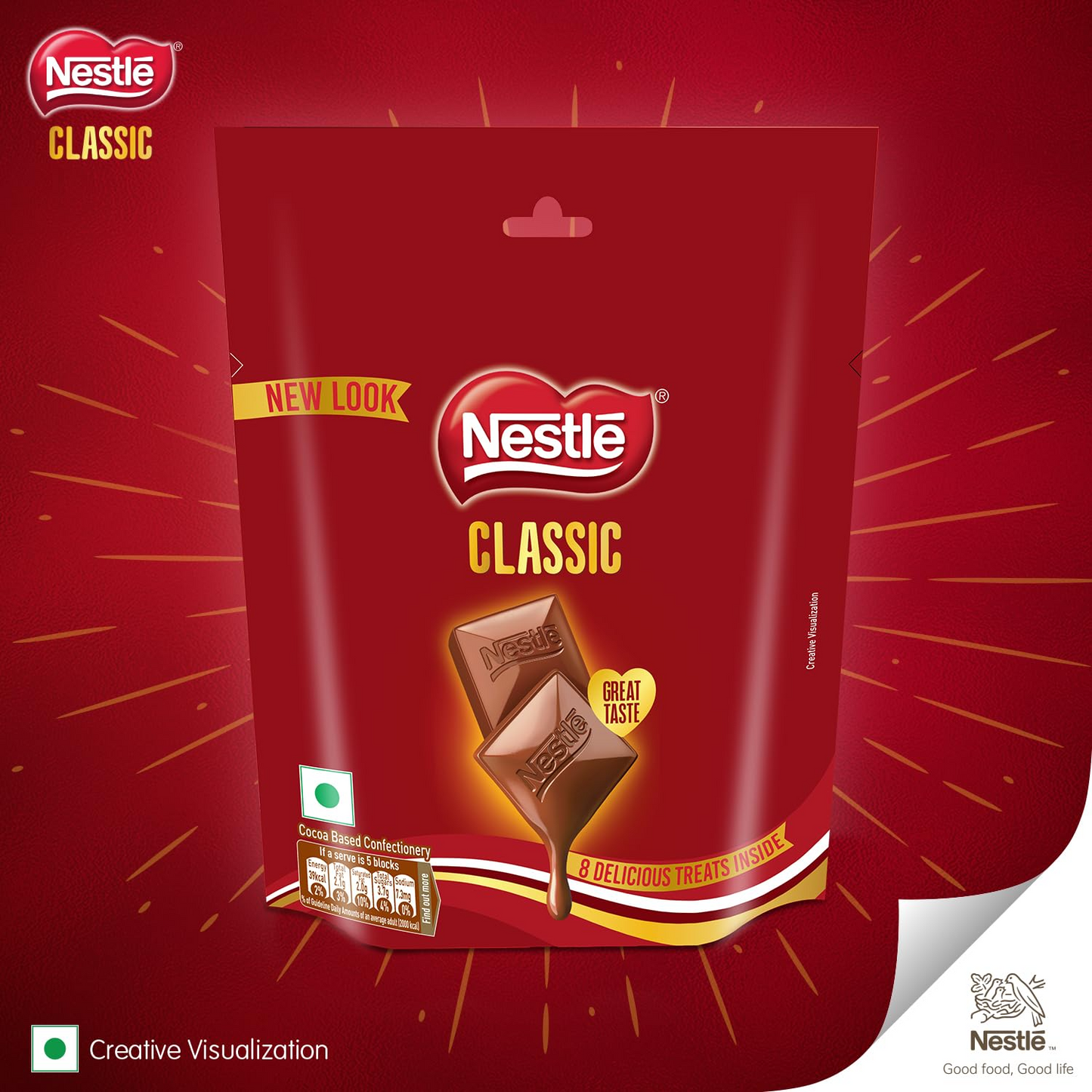 Nestlé Classic Tablet, Rich & Creamy Milk Treat,8 units x 15g, 120g