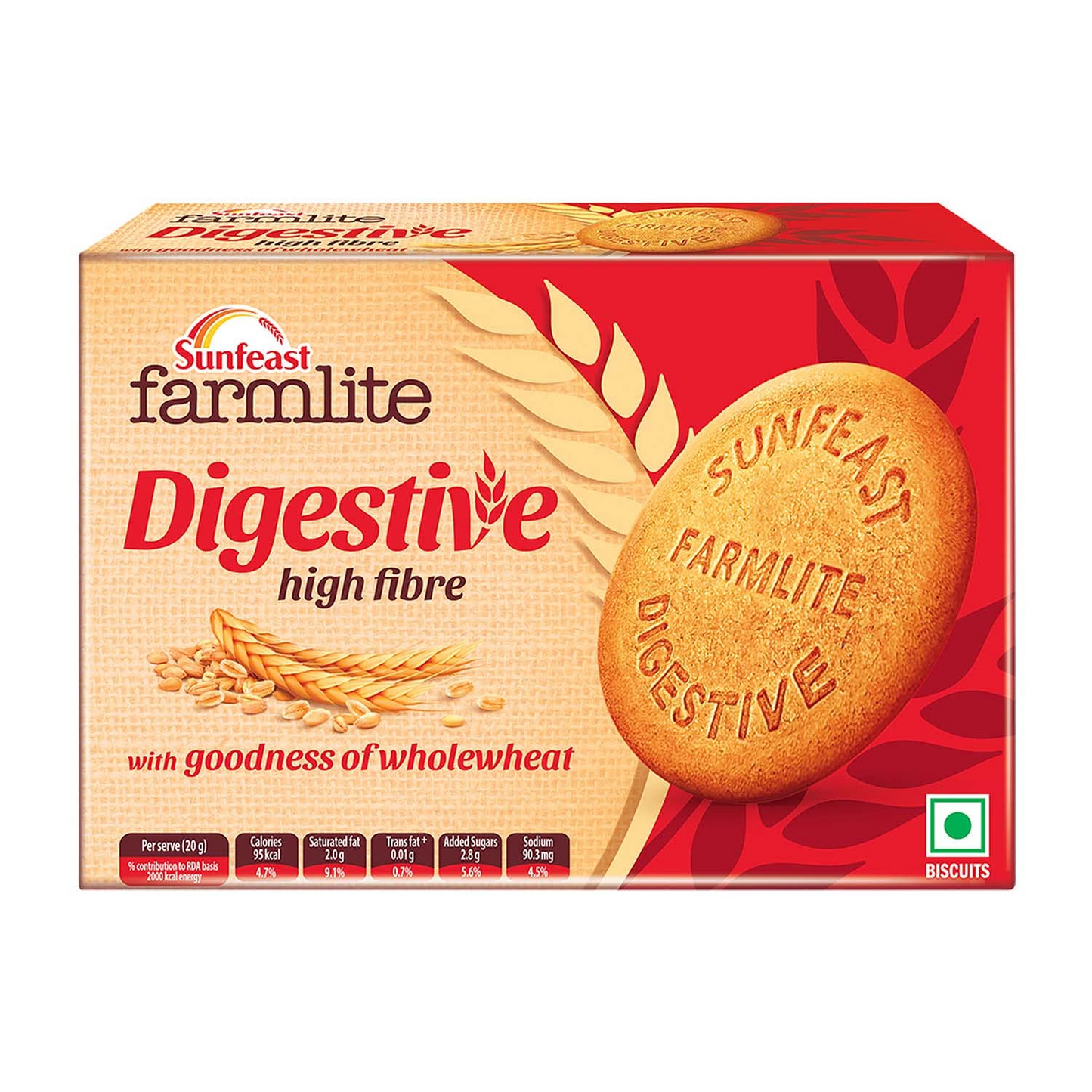 Sunfeast Farmlite Digestive High Fibre 100g, with goodness of wholewheat, Digestive Biscuit