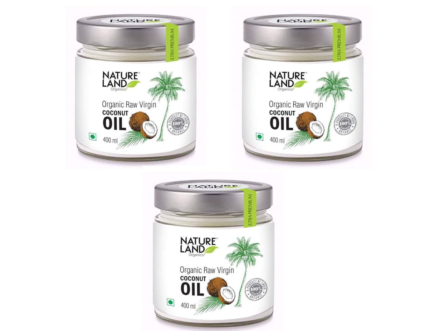 Natureland Organics Coconut Oil 400 Ml - Organic Raw Virgin Oil