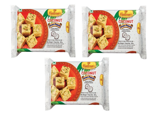 Haldiram's Nagpur Soan Papdi  Coconut  ( 250 g  Each - Pack Of 3 )