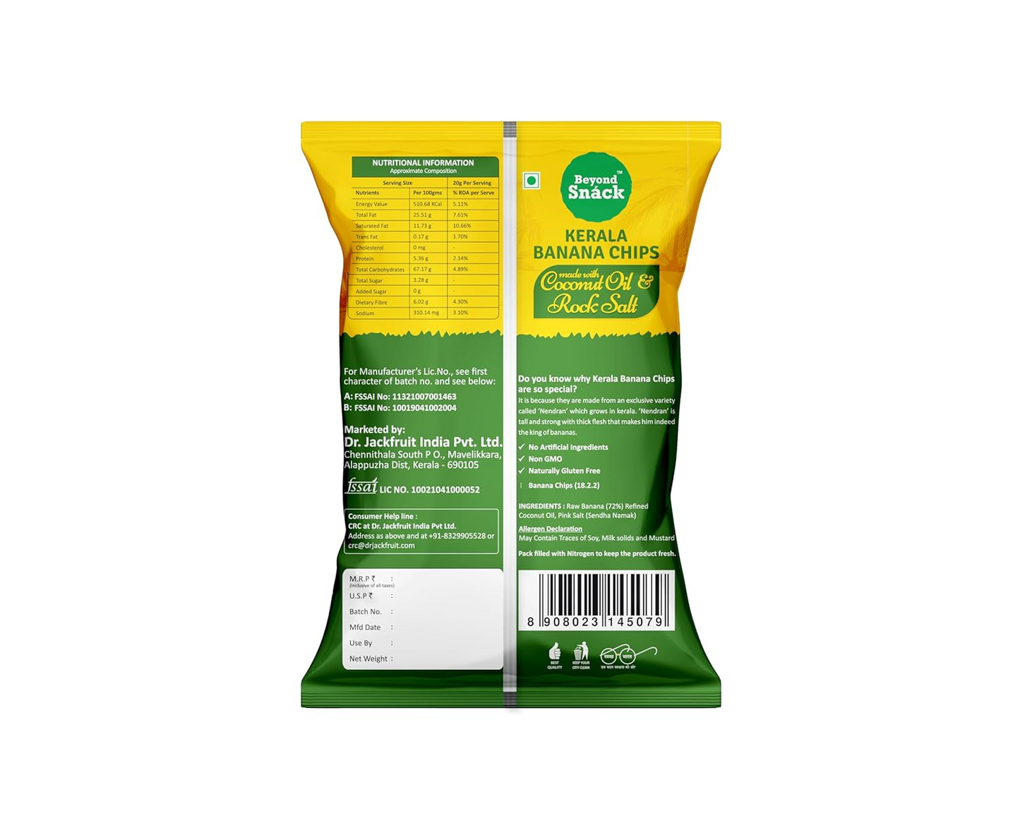 Beyond Snack - New Launch - Banana Chips in Coconut oil & Rock Salt- 360g (90g X 4 pack)