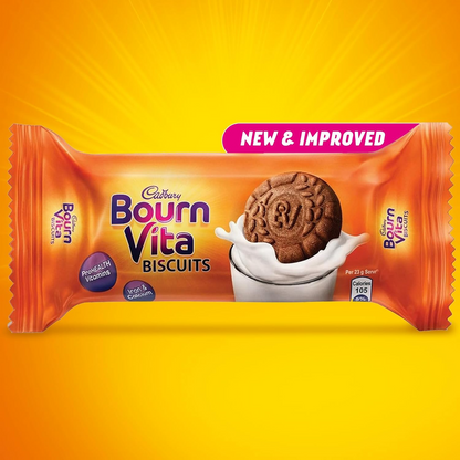 Cadbury Bournvita Biscuits New and Improved Chocolatey Cookies, Tiffin Pack, 250 g