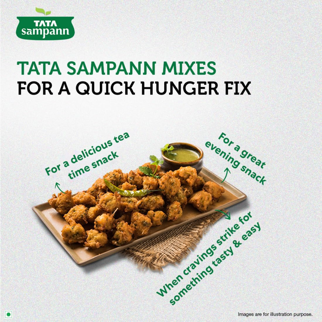 Tata Sampann Low Oil Absorb Pakoda Mix, Ready to Cook Mix, Power of Pulses, Instant Pakoda Batter, 180g