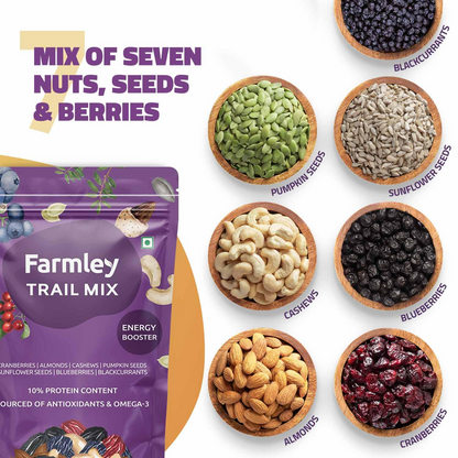 Farmley Premium Trail Mix | 200g | 7 Superfoods in 1 Mix | Contains Almonds, Pumpkin Seeds, Cashew, Sunflower Seeds, Blueberries|