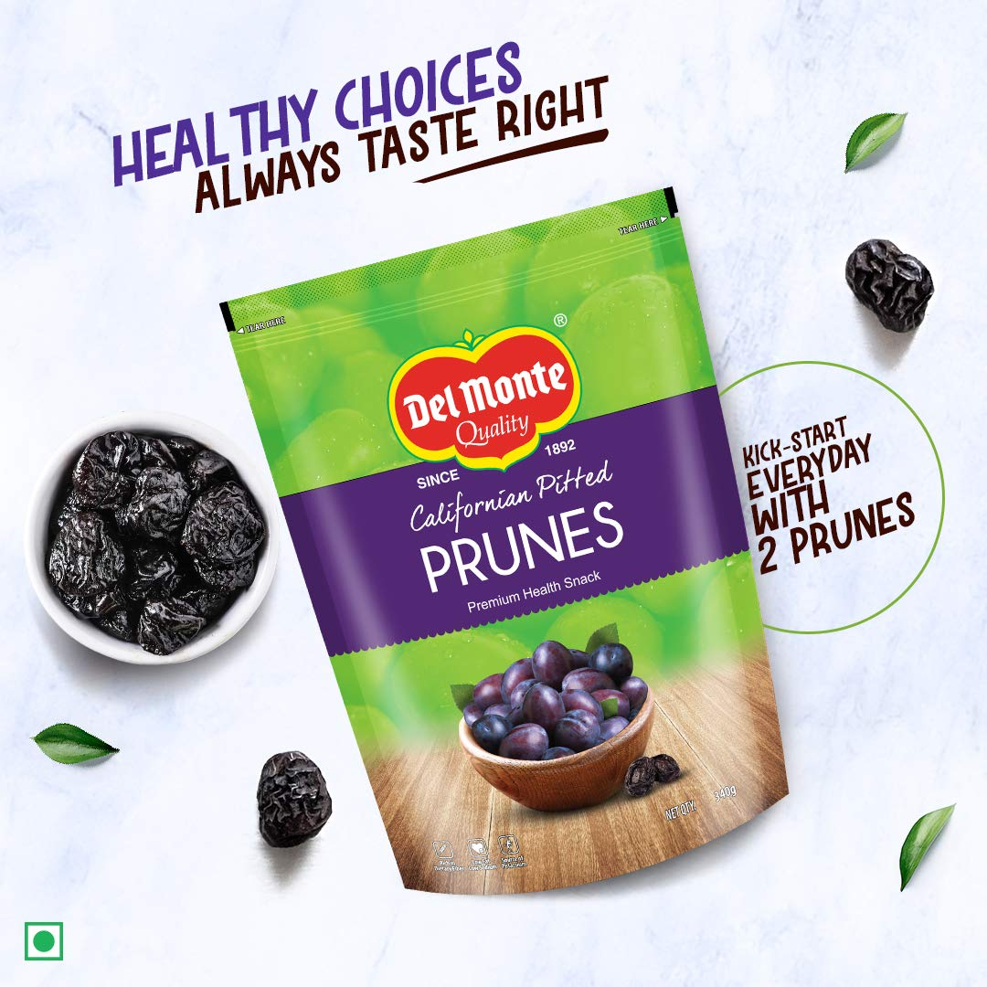 Del Monte Dried Premium Pitted California Prunes Health Snack, 340g