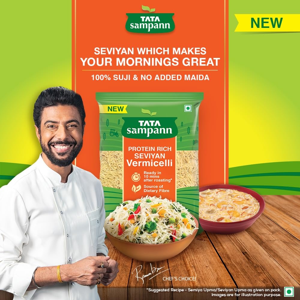 Tata Sampann Unroasted Vermicelli | Protein Rich Seviyan | Made with Suji | No Added Maida | Source of Dietary Fibre | 400g