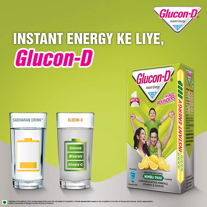 GLUCON D Glucon-D Nimbu Pani Glucose Powder(400G, Jar)| For Tasty & Healthy Tangy Flavoured Glucose Drink| Provides Instant Energy