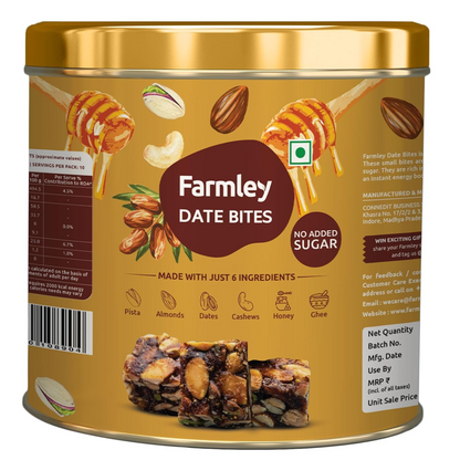 Farmley Date Bites I 180 gram I Dates Barfi Made with Dates, Pista, Cashews, Almonds, Honey and Pure Ghee I