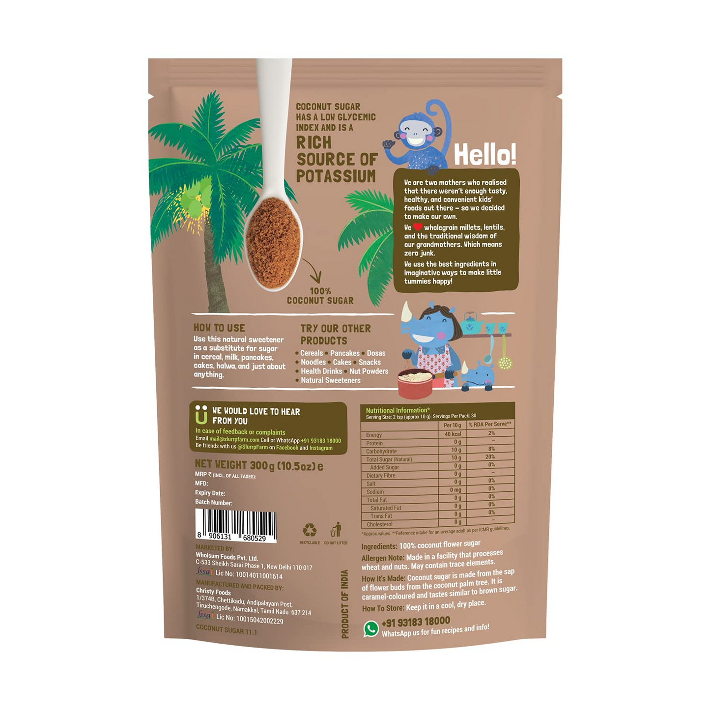 Slurrp Farm Coconut Sugar – Natural Sweetener, 300g