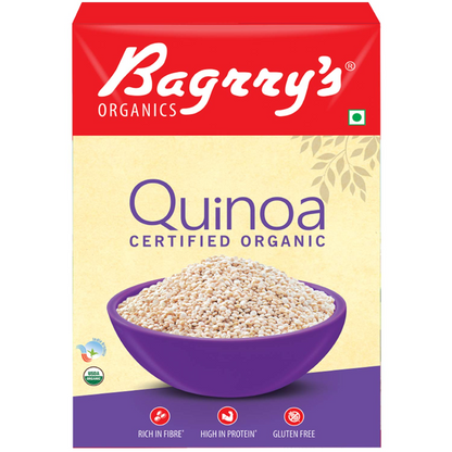 Bagrry's 100% Organic Quinoa 500gm box | Gluten Free | Omega-3 | High in Fiber & Protein | All Natural Quinoa