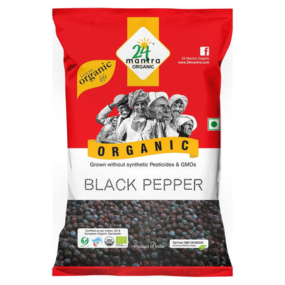 24 Mantra Organic Black Pepper - 100gms | Pack of 1 | Chemical Free & Pesticides Free | Unadulterated | Rich Flavour