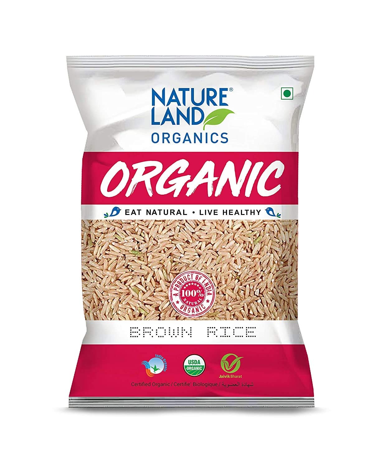 Natureland Organics Brown Rice Premium 1 Kg - Organic Healthy Rice