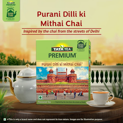 Tata Tea Premium | Street Chai Of India | Purani Dilli Ki Mithai Chai | Tasting Notes Of Pista, Cardamom & Condensed Milk|250 Grams