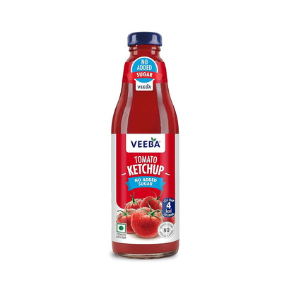 Veeba Tomato Ketchup No Added Sugar (460g) | Contains Non-Caloric Sweetener I No Artificial Flavours | No Synthetic Colours