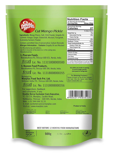 Double Horse Cut Mango Pickle, 500 g