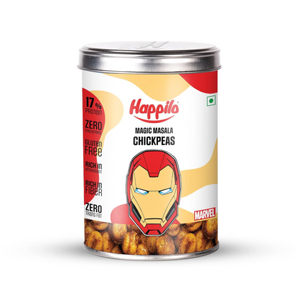 Happilo Marvel Iron Man Edition Magic Masala Chickpeas 150g, Crunchy and Delicious, Rich in Fiber, Super Healthy, 17% Protein