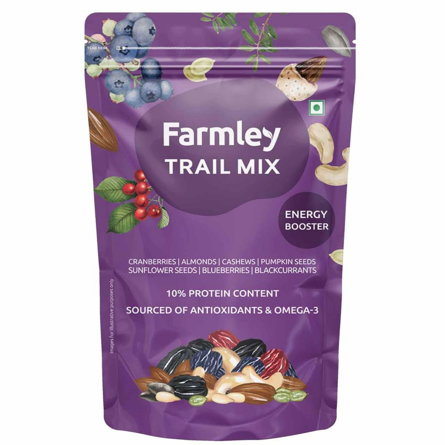 Farmley Premium Trail Mix | 200g | 7 Superfoods in 1 Mix | Contains Almonds, Pumpkin Seeds, Cashew, Sunflower Seeds, Blueberries|