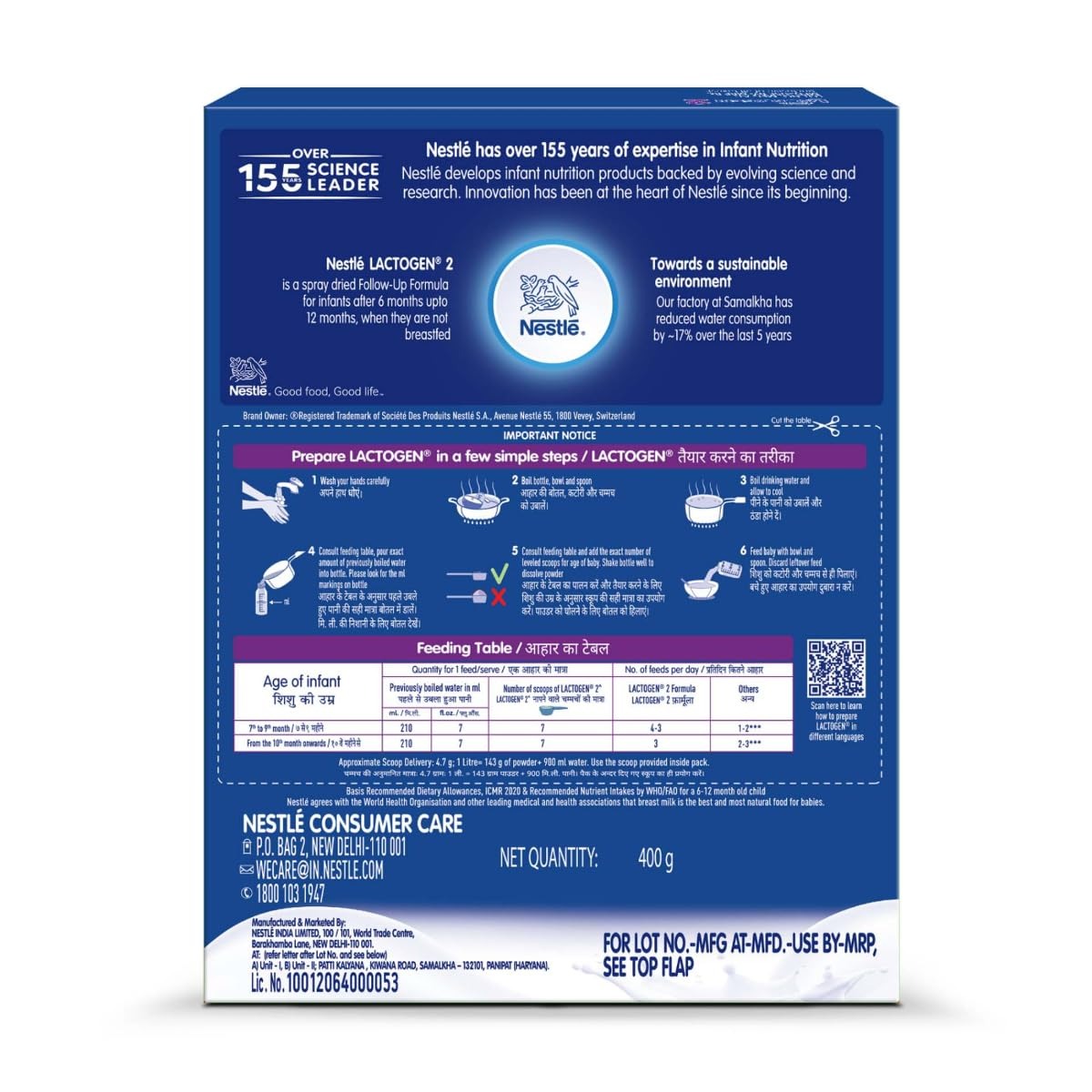 Nestle LACTOGEN 2 Follow-Up Formula Powder - After 6 months, Stage 2, 400g Bag-in-Box Pack