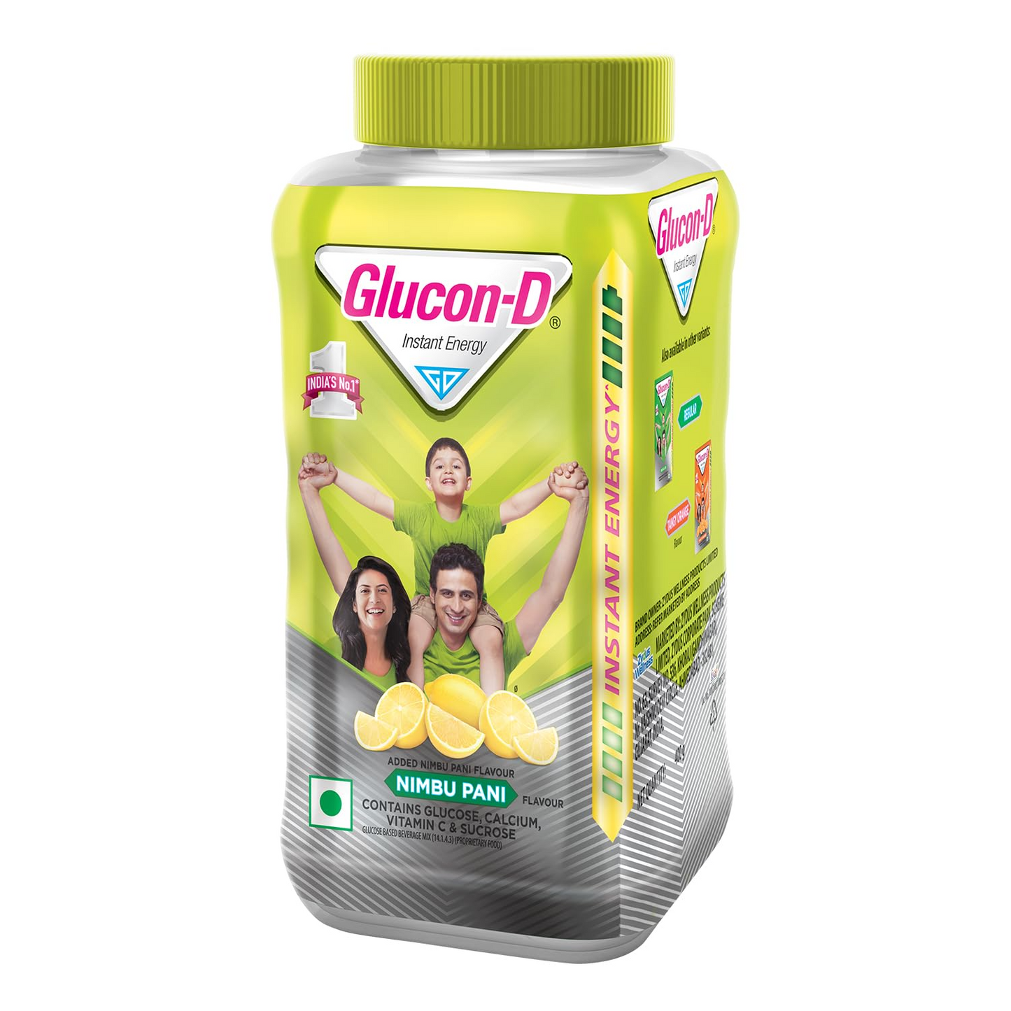 GLUCON D Glucon-D Nimbu Pani Glucose Powder(400G, Jar)| For Tasty & Healthy Tangy Flavoured Glucose Drink| Provides Instant Energy