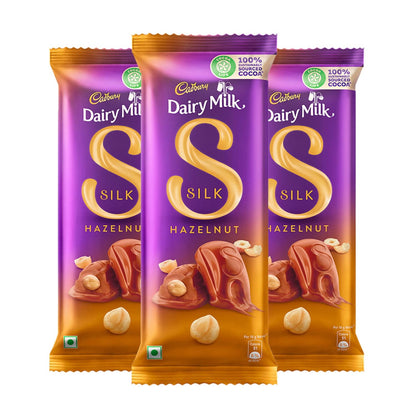 Cadbury Dairy Milk Silk Chocolate Bar| Cadbury Dairy Milk Silk Hazelnut Chocolate Bar, 143 g (Pack of 3)