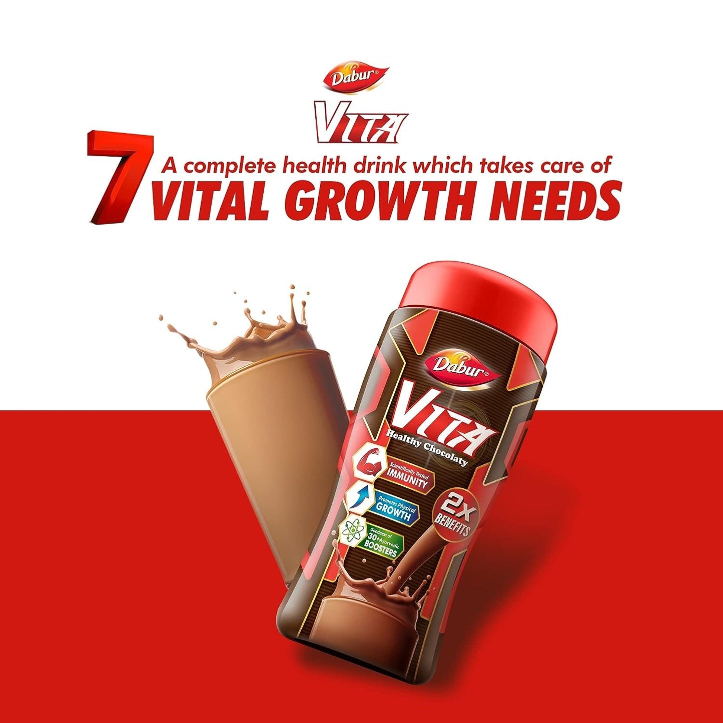 Dabur Vita - 500g Jar | Chocolate Health Drink for Physical Growth, Bone & Muscle Growth, Brain Health