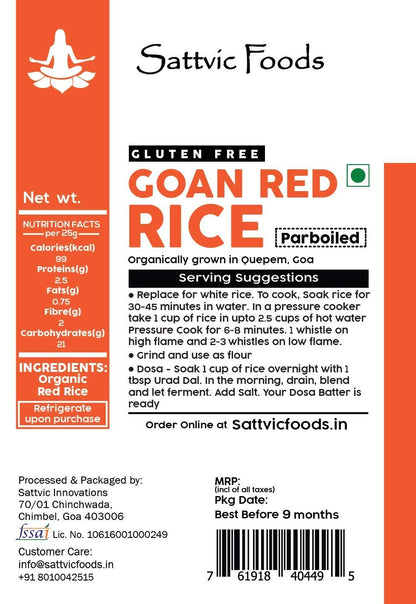 Sattvic Foods Goan Red Rice (Parboiled) 9 kg Pouch