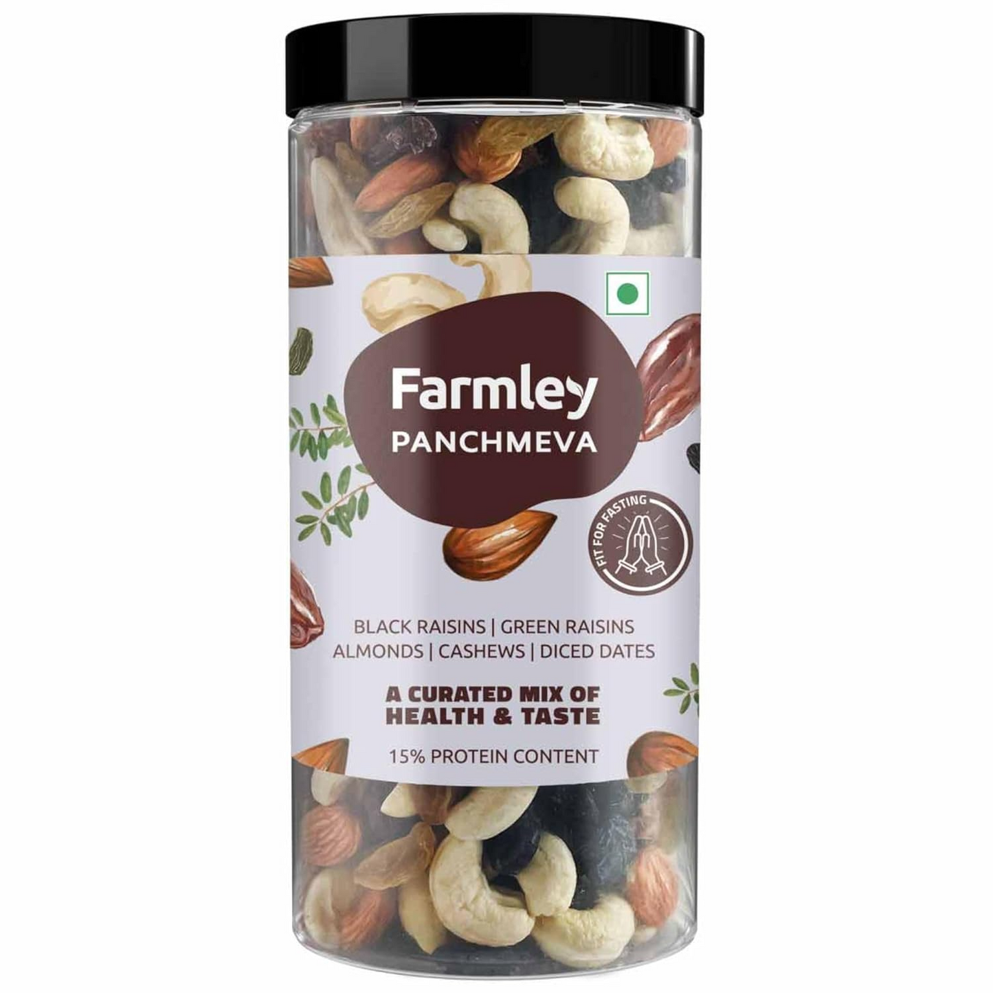 Farmley Panchmeva Mixed Dry Fruits I 405 Gram I Mixed Nuts Healthy Snacks I Reusable Jar