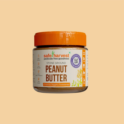 Safe Harvest Pesticide Free Peanut Butter - Crunchy Jaggery Sweetened - 340 Grams