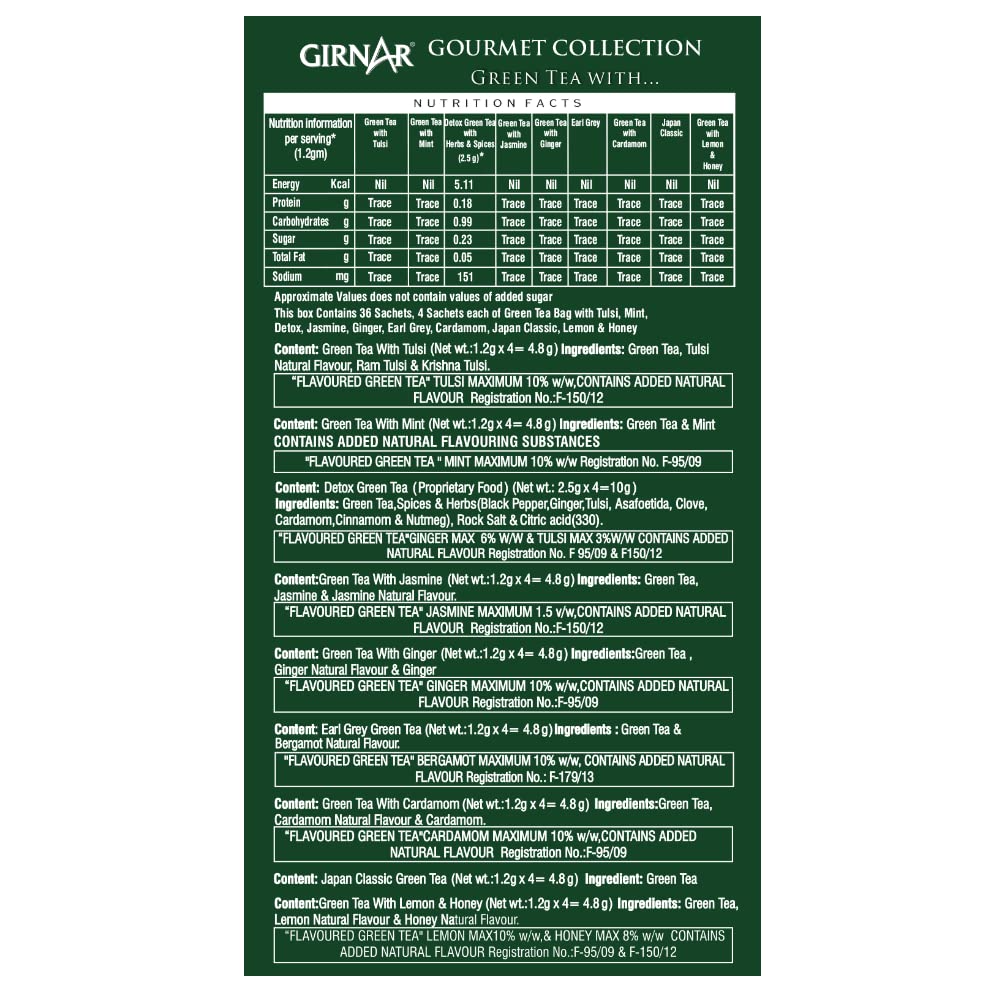 Girnar Green Tea Gourmet Collection (36 Tea Bags)