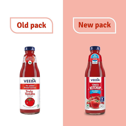 Veeba Tomato Ketchup No Added Sugar (460g) | Contains Non-Caloric Sweetener I No Artificial Flavours | No Synthetic Colours