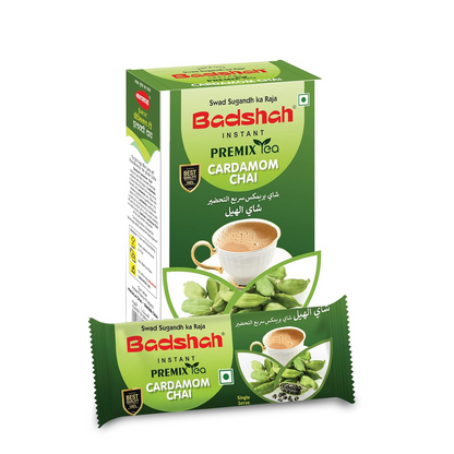 Badshah Instant Premix Cardamom/Elaichi Flavoured Tea Masala Powder - 140g (14g x 10 Sachets) / 100% Natural / Chai Masala