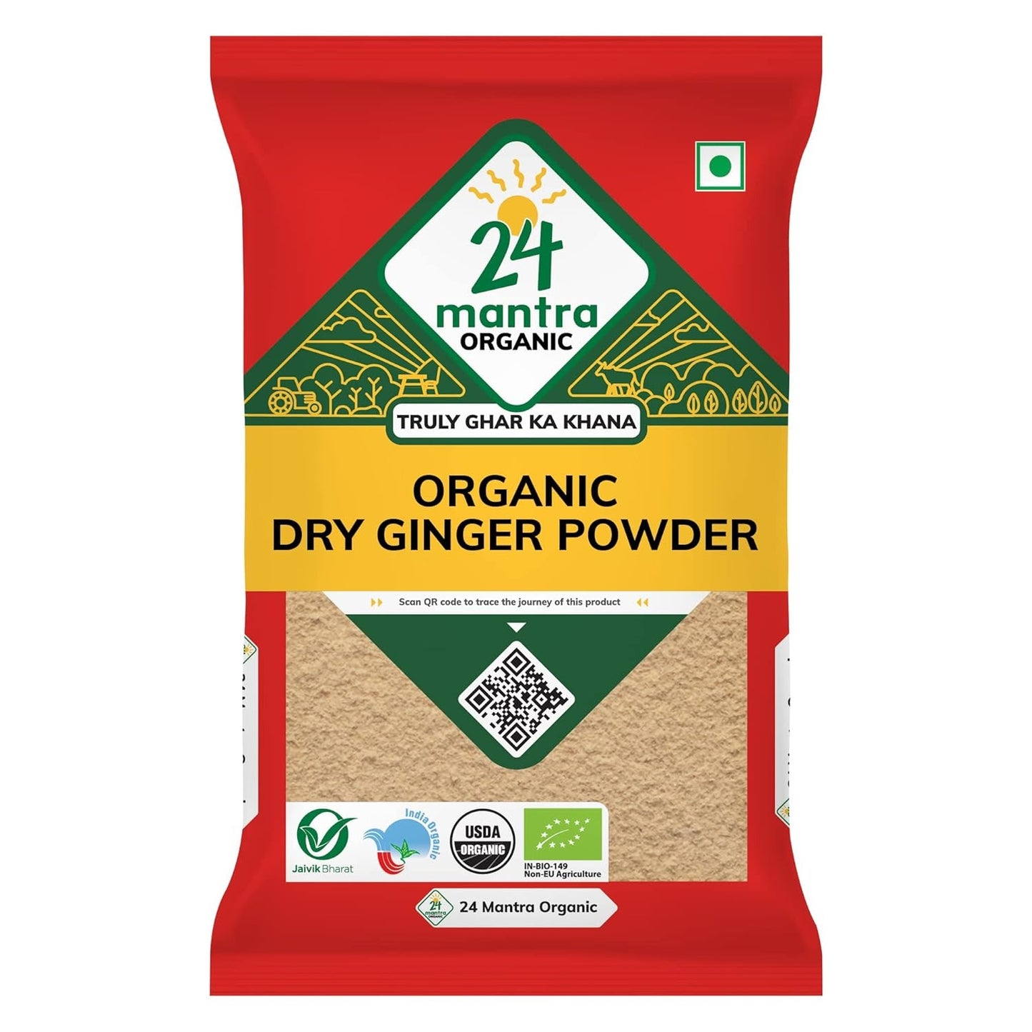 24 Mantra Organic Dry Ginger Powder/Adrak Powder/Allam Powder - 50gms | Pack of 1 | 100% Organic |