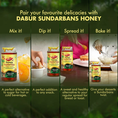 Dabur Honey Sundarbans - 500g | 100% Pure Wild Forest Honey | Raw, Unprocessed Honey | Naturally Rich in Antioxidants