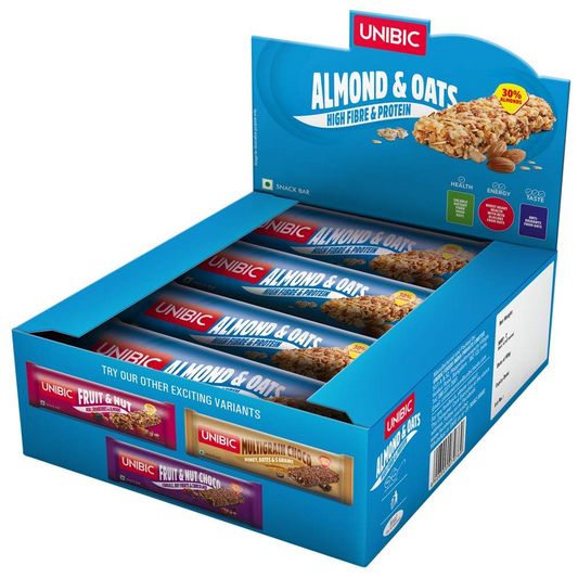 Unibic Snack Bar Almond & Oats Pack of 12, 360g