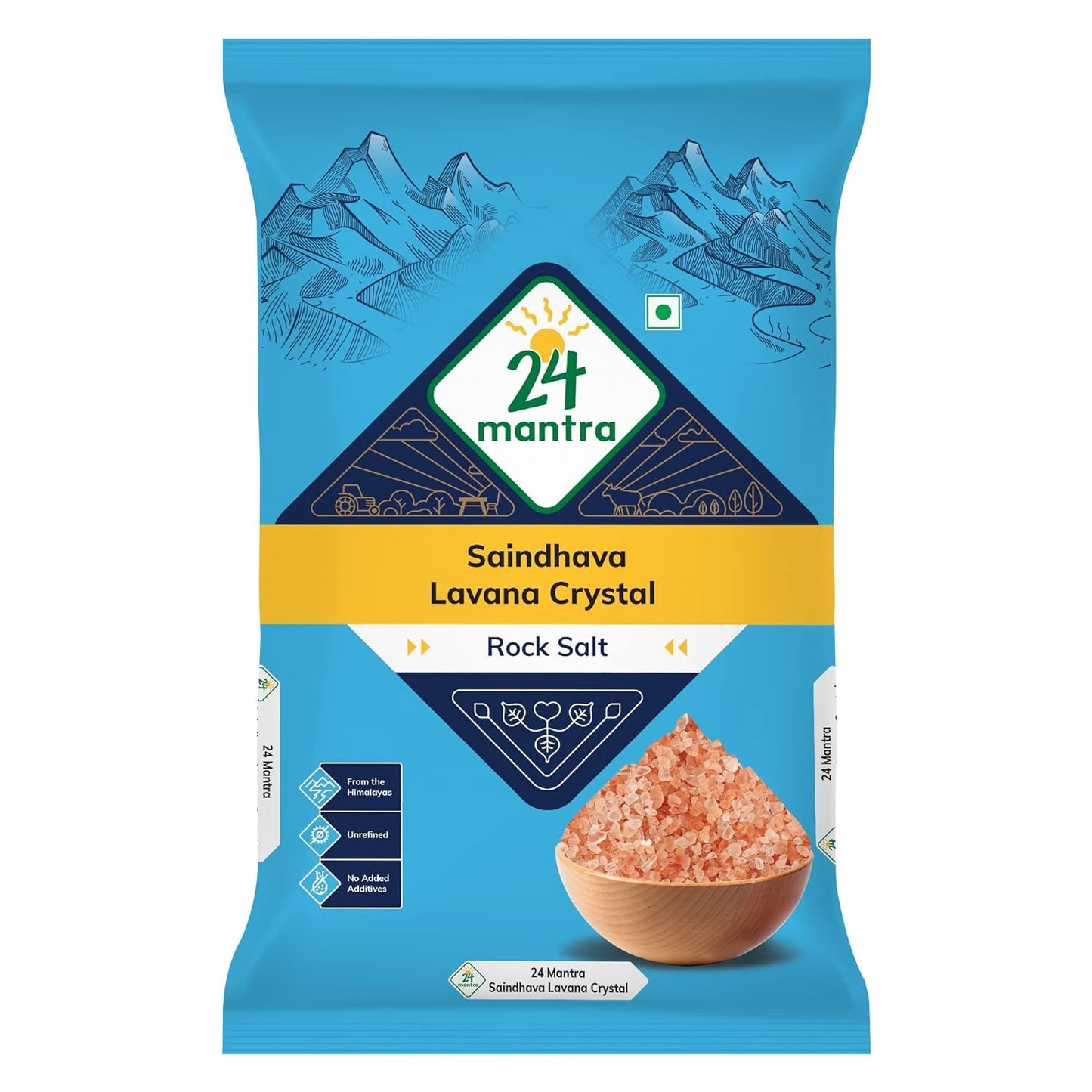 24 Mantra Saindhava Lavana Crystal Rock Salt - 1 kg | Natural | Unrefined | Additives Free