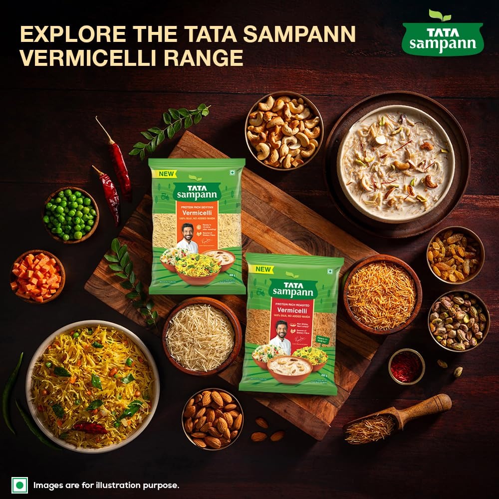 Tata Sampann Unroasted Vermicelli | Protein Rich Seviyan | Made with Suji | No Added Maida | Source of Dietary Fibre | 400g