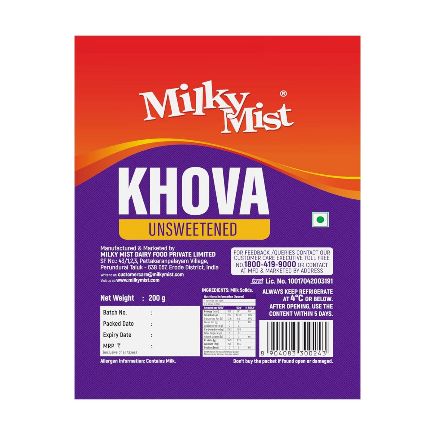 Milky Mist Khova Unsweetened, 200 g