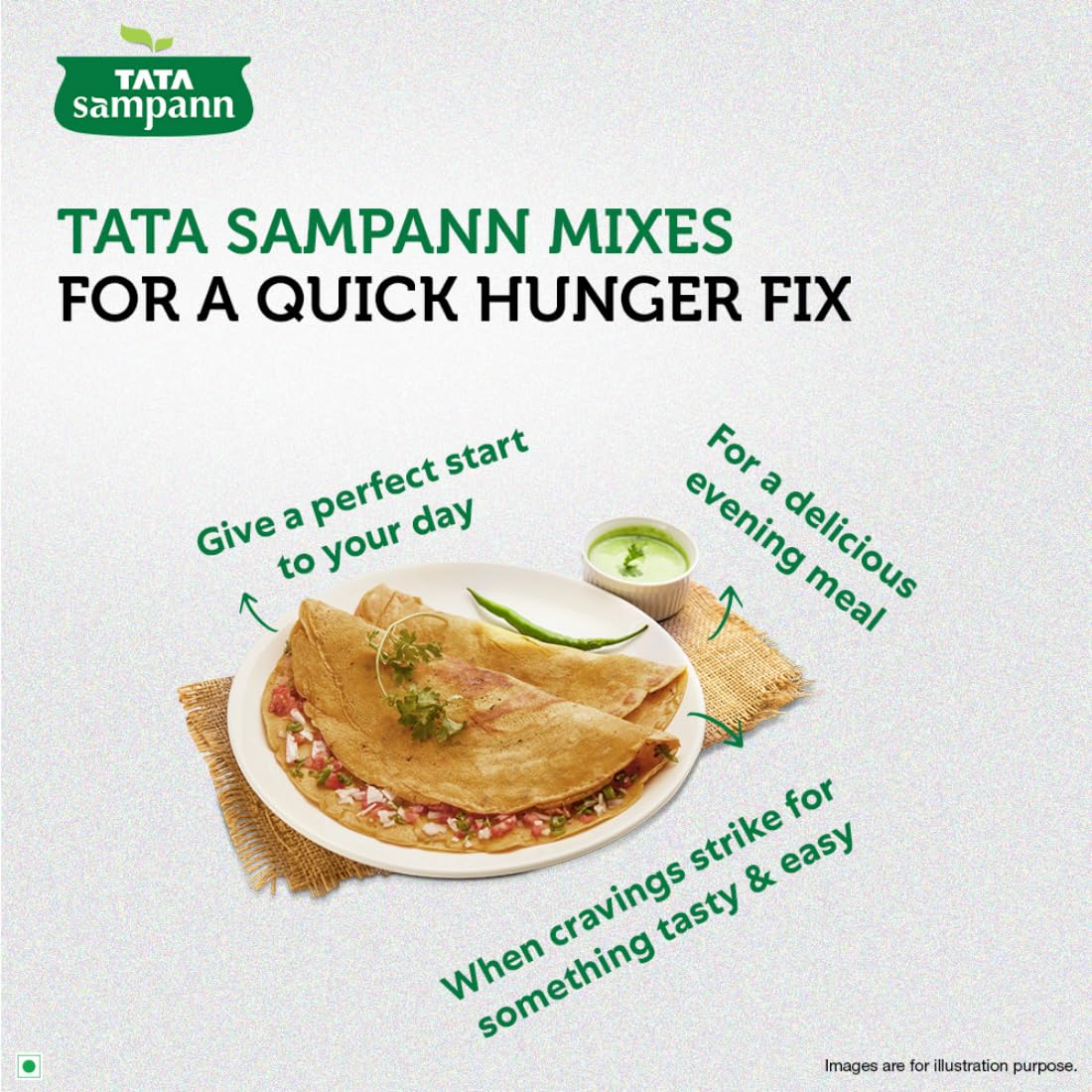 Tata Sampann Protein Rich Moong Dal Chilla Mix, Ready to Cook Breakfast Mix, Dal power, Instant Moong Dal Chilla Batter, 180g