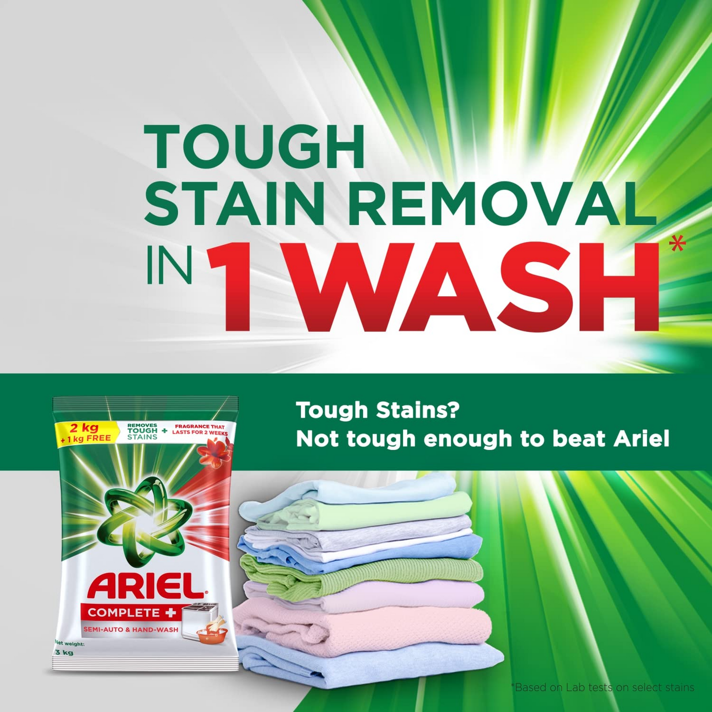 Ariel Complete Detergent Washing Powder - 2 Kg With Free Detergent Powder - 1 Kg