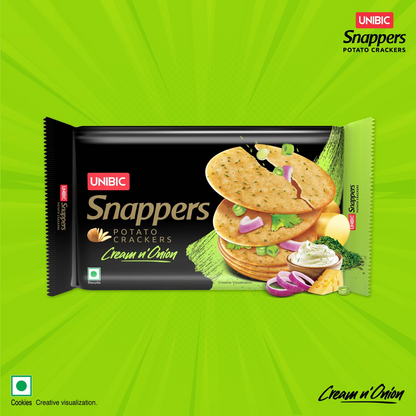 UNIBIC FOODS Snappers Potato Crackers - Cream & Onion - 300 gms