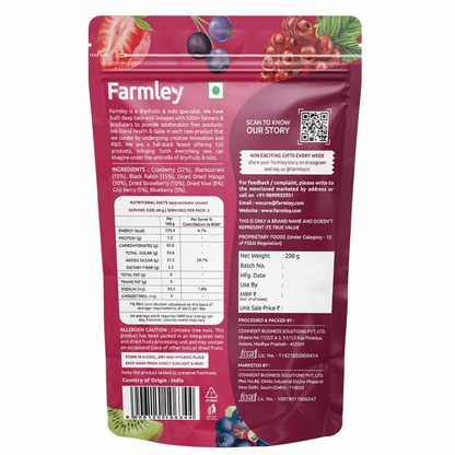 Farmley Berries Mixes I 200 gram I 8-In-1 Healthly Snacks Contains Cranberry,Black Raisins,Strawberry,Black Currant & More