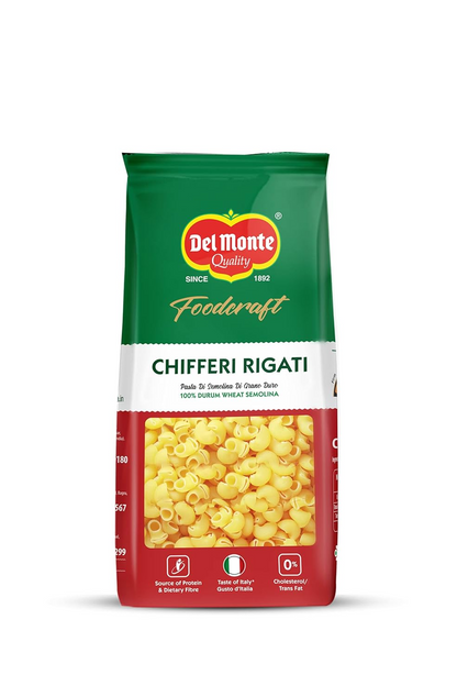 Del Monte Foodcraft Chifferi Rigate (Elbow) Pasta (100% Durum Wheat - No Maida), 1Kg