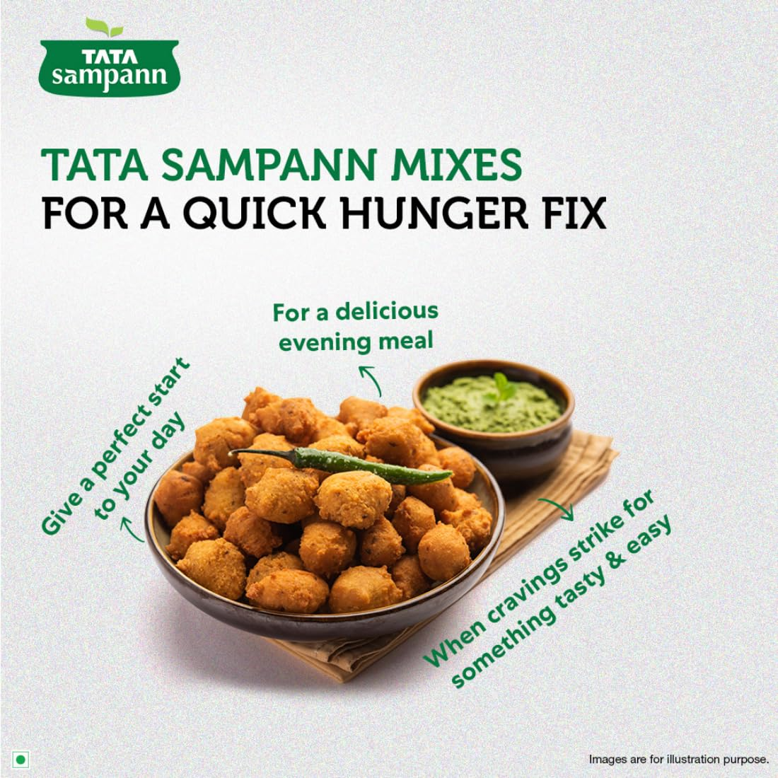 Tata Sampann Fibre Rich Moong Dal Pakoda/Vada Mix, Ready to Cook Mix, Ready in 15 Minutes, Power of Pulse, Instant Vada Batter, 180g