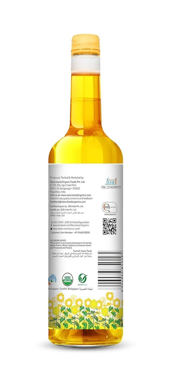 Natureland Organics Sunflower Oil 1 Ltr - Cold Pressed