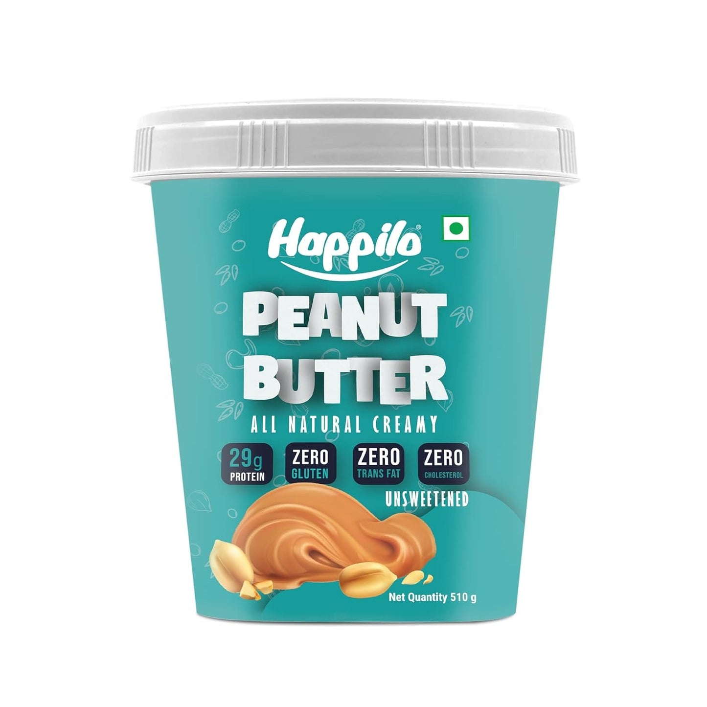 Happilo All Natural Unsweetened Peanut Butter Creamy 1Kg, Protein Rich, Roasted Peanuts, No Added Sugar