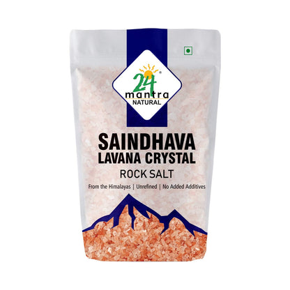 24 Mantra Saindhava Lavana Crystal Rock Salt - 1 kg | Natural | Unrefined | Additives Free