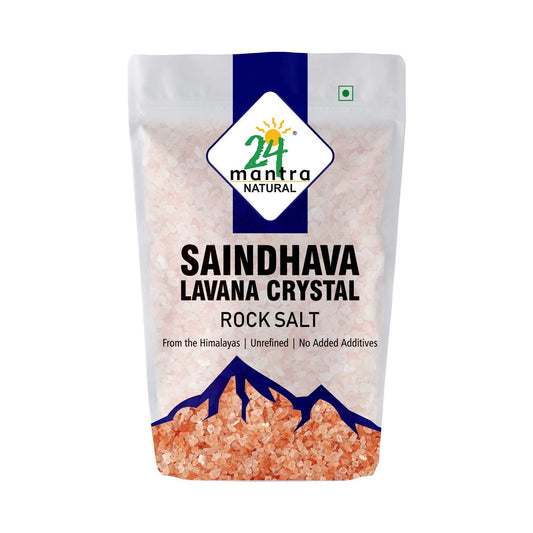 24 Mantra Saindhava Lavana Crystal Rock Salt - 1 kg | Natural | Unrefined | Additives Free