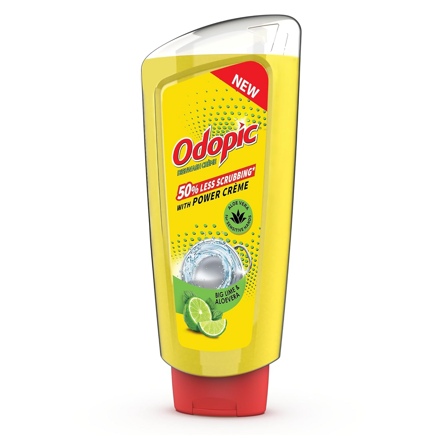 DABUR Odopic Dishwash Creme Lime - 750Ml (Liquid Gel) With Aloevera For Sensitive Hands Fresh Fragrance Powerful Grease Cleaner Removal