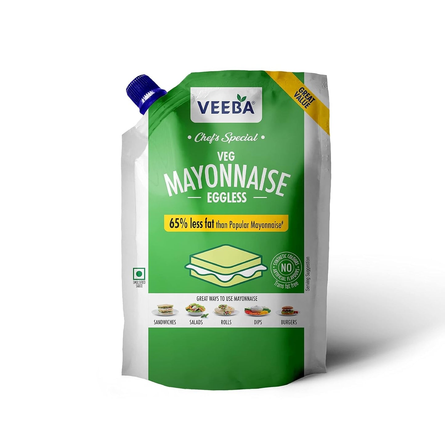 Veeba Eggless Mayonnaise (875g) I Veg Mayonnaise I 100% Vegetarian Mayo I Extra Creamy and Delicious I Rich and thick texture I Dip, Spread and Dunk