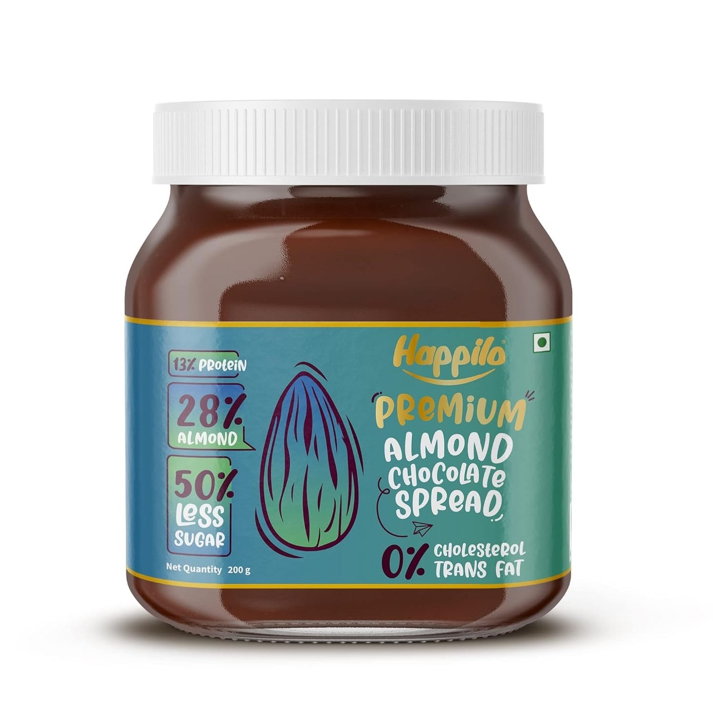 Happilo Premium Chocolate Almond Spread 350g, Low Carb Chocolate Dessert Spread, Smooth & Delicious